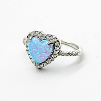 Срібна каблучка зі вставкою фіаніт/опал