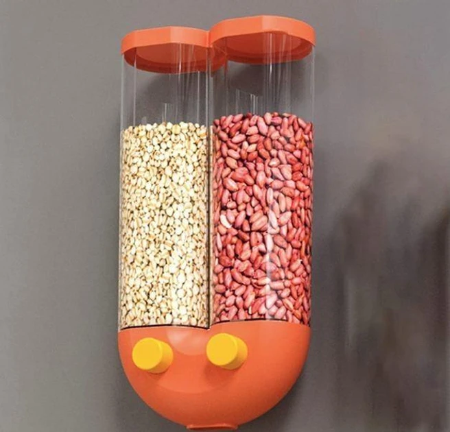 ОЧЕНКА! Диспенсер для сипких продуктів Grain Dispenser 2 л Жовтогарячий (Плохе паковання 2141)