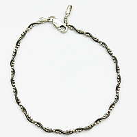 Срібний браслет, плетіння снейк круглий з намистинами