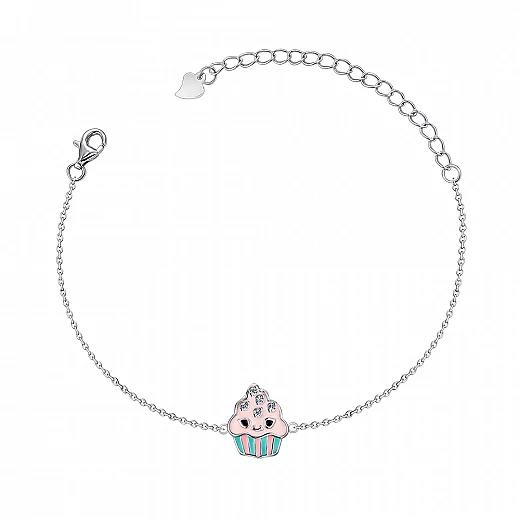 Срібний браслет з фіанітами та емаллю