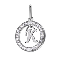 Срібна підвіска літера "К" з фіанітами