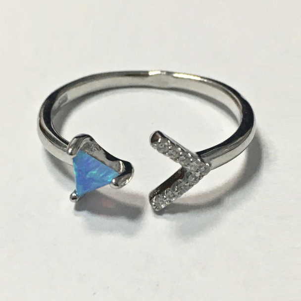 Срібна каблучка зі вставкою опал/фіаніт, Розмір 17,0, Вага: 1.7 г