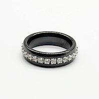 Срібна каблучка зі вставкою фіаніт/кераміка, Розмір 16,0, Вага: 3.9 г