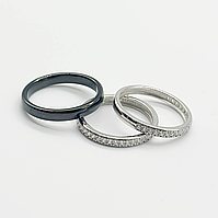 Срібна каблучка зі вставкою фіаніт/кераміка, Розмір 16,0, Вага: 4.5 г