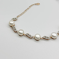 Срібний браслет зі вставкою перлина, Розмір 17 см x 4 см, Вага: 11.0 г