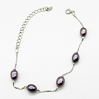 Срібний браслет зі вставкою перлина