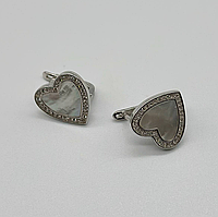 Срібні сережки в стилі "Van Cleef та Arpels" зі вставкою фіаніт/перламутр