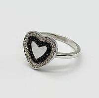 Срібна каблучка в стилі "Van Cleef та Arpels" зі вставкою фіаніт/перламутр, Розмір 17,0, Вага: 3.4 г