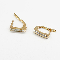 Срібні сережки позолочені з англійською застібкою зі вставкою фіаніт