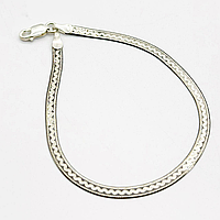 Срібний браслет, плетіння плоска стрічка