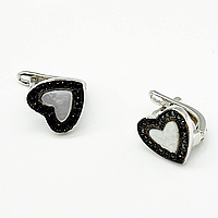 Срібні сережки в стилі "Van Cleef та Arpels" зі вставкою фіаніт/перламутр