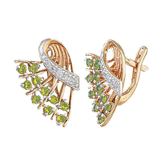 Срібні сережки позолочені з англійською застібкою зі вставкою фіаніт