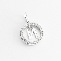 Срібна підвіска родована літера "И" з фіанітами зі вставкою фіаніт