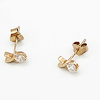 Срібні сережки пусети позолочені зі вставкою фіаніт