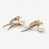 Срібні сережки позолочені з англійською застібкою зі вставкою Sea Shell Pearl