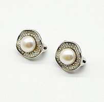 Срібні сережки з перлами