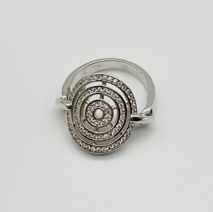 Срібна каблучка в стилі "Bvlgari" з фіанітами, Розмір 17,0, Вага: 5.0 г