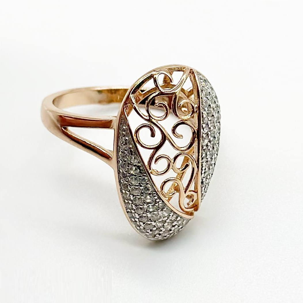 Срібна каблучка зі вставкою фіаніт, Розмір 18,0, Вага: 4.3 г