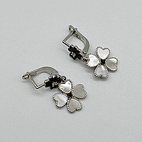 Срібні сережки в стилі "Van Cleef та Arpels" зі вставкою фіаніт/перламутр