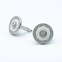 Срібні сережки зі вставкою фіаніт/кераміка