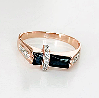 Срібна каблучка зі вставкою фіаніт/онікс, Розмір 18,5, Вага: 3.2 г