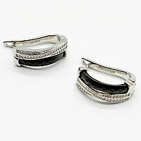 Срібні сережки зі вставкою фіаніт/кераміка