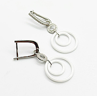 Срібні сережки зі вставкою фіаніт/кераміка