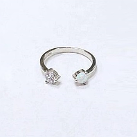 Срібна каблучка зі вставкою фіаніт/опал, Розмір 15,0, Вага: 1.4 г