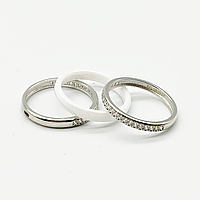 Срібна каблучка зі вставкою фіаніт/кераміка, Розмір 16,0, Вага: 4.5 г