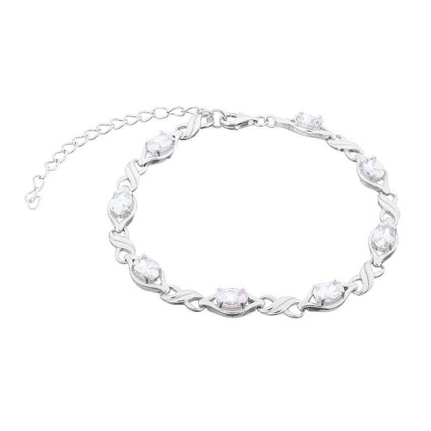 Срібний браслет зі вставкою фіаніт, Розмір 16,5 см x 5 см, Вага: 7.4 г