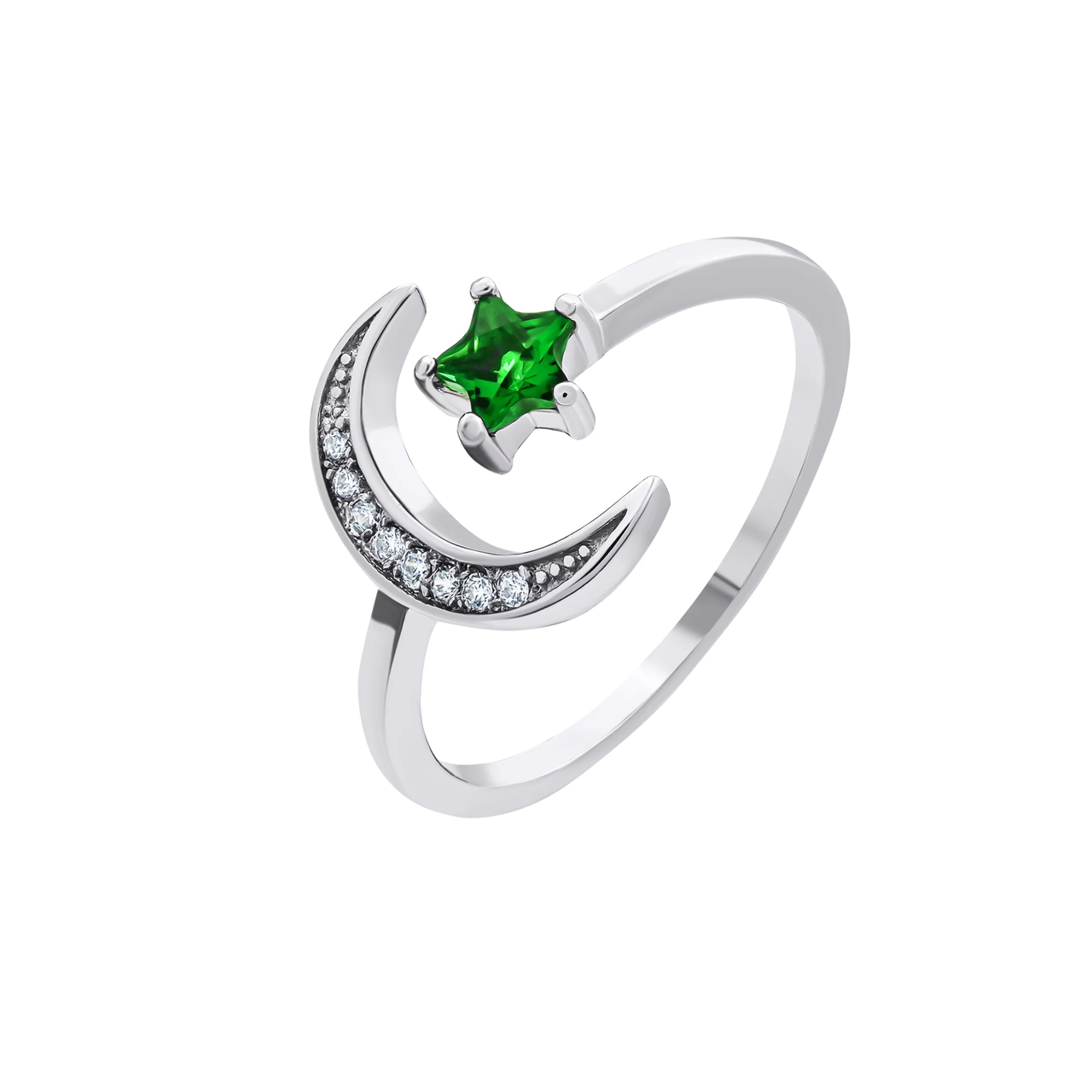 Срібна каблучка з фіанітами, Розмір 15,5, Вага: 1.6 г