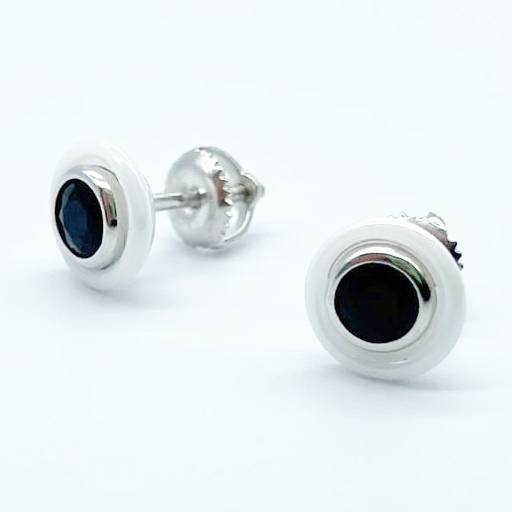 Срібні сережки зі вставкою фіаніт/кераміка