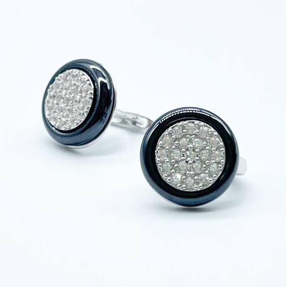 Срібні сережки зі вставкою фіаніт/кераміка