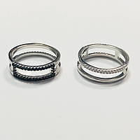 Срібна каблучка двостороння зі вставкою фіаніт/онікс