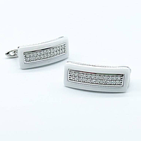 Срібні сережки зі вставкою фіаніт/кераміка