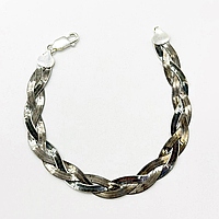 Срібний браслет, плетіння коса