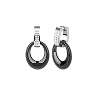 Срібні сережки зі вставкою фіаніт/кераміка