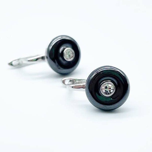 Срібні сережки зі вставкою фіаніт/кераміка