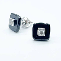 Срібні сережки зі вставкою фіаніт/кераміка