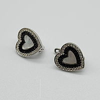 Срібні сережки в стилі "Van Cleef та Arpels" зі вставкою фіаніт/перламутр