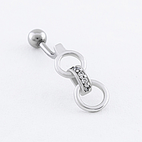 Срібний пірсинг зі вставкою фіаніт