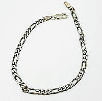 Срібний браслет, плетіння фігаро (картьє) 3+1