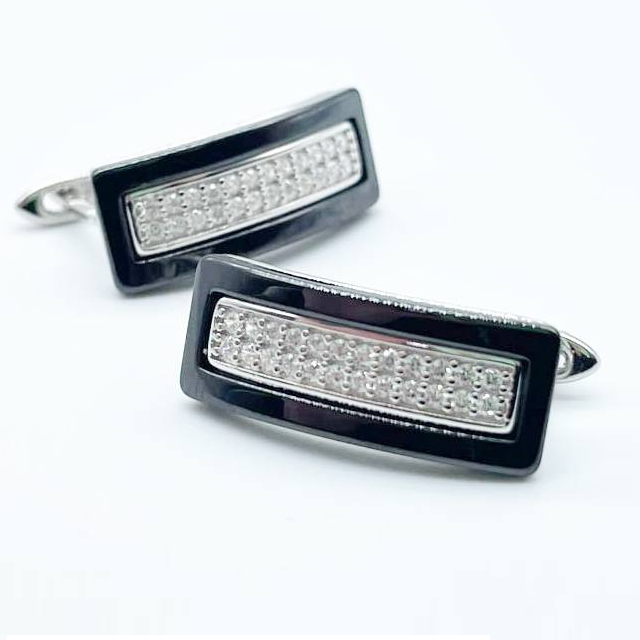 Срібні сережки зі вставкою фіаніт/кераміка