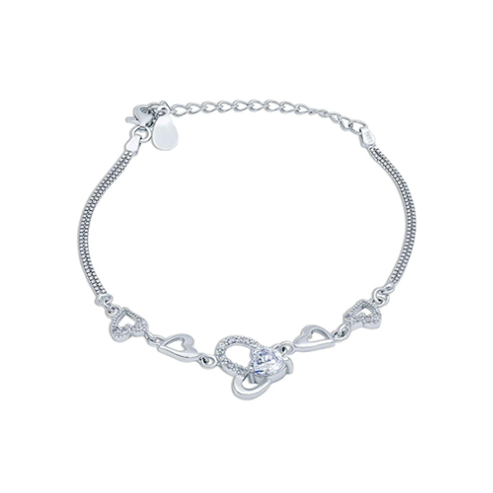 Срібний браслет зі вставкою фіаніт, Розмір 16 см x 5 см, Вага: 3.7 г