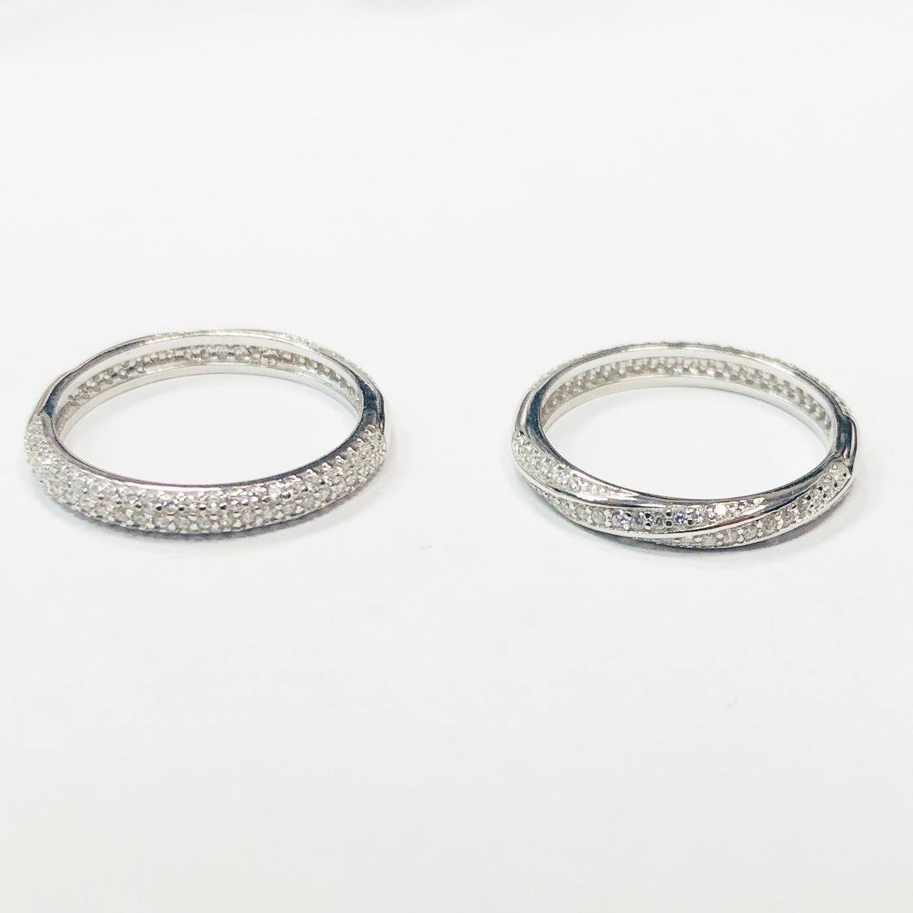 Срібна каблучка двостороння зі вставкою фіаніт