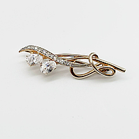 Срібна брошка позолочена зі вставкою фіаніт