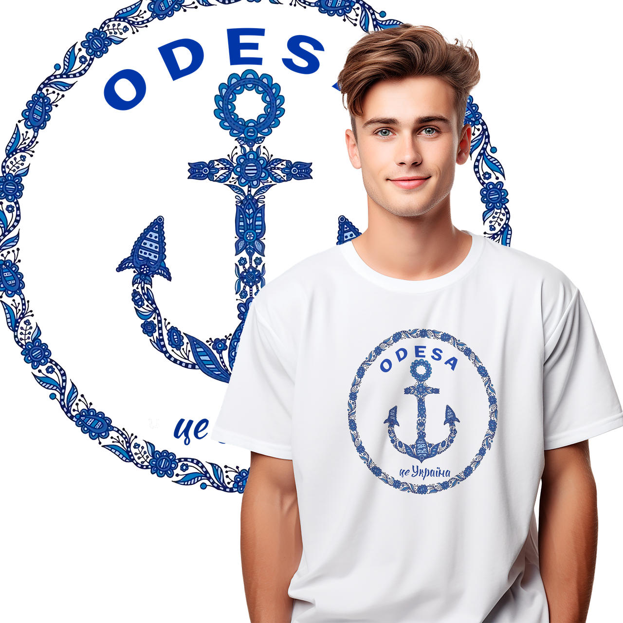 Футболка унісекс Stedman з принтом "Одеса якор"  XS біла, фото 1