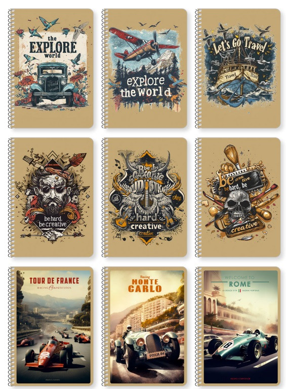 Блокнот А5 96 арк спіраль клітинка крафт обкл крем блок STUDENT 6124 Асорті