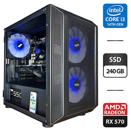 Під замовлення ігровий ПК 1stPlayer D3-3F2-Plus Black MT/ i3-10105F/ 16GB RAM/ 240GB SSD/ Radeon RX 570 8GB/ 550W, фото 1