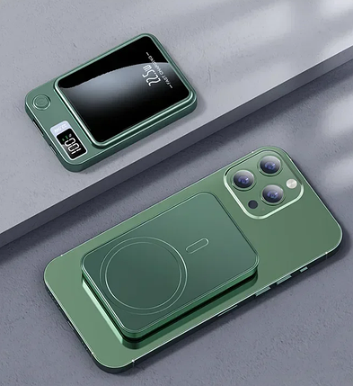 УМБ SK Magnetic MagSafe Power Bank 1USB 1Type-C PD 20W Wireless 15W 2000mAh 22.5W Green, фото 2